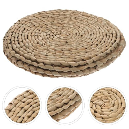Abaodam Woven Meditation Floor Mat Double-Layer 30x30cm Grass Seat Cushion Thick Japanese Style Sitting Pad for Zen Practice and Bedroom Floor Seating