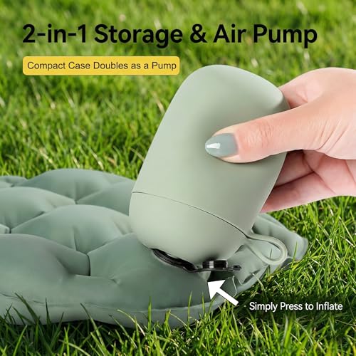 Inflatable Seat Cushion, Airplane Seat Cushion for Long Flights, 2 in 1 Pump & Storage Portable Travel Cushion, Anti-Slip Waterproof Pad for Air Travel, Stadium, Camping