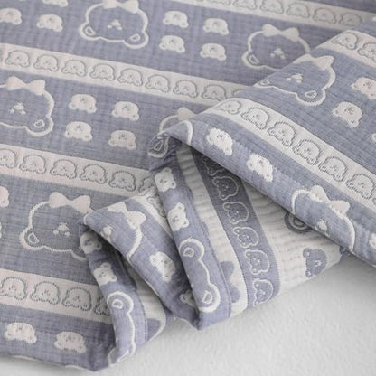 NTBAY 3 Layer Oversized Muslin Cotton Toddler Blanket, Jacquard Reversible Nursery Bed Blanket, Super Soft and Thermal for All Seasons, Baby Gift, 45"x60", Blue Bear - color: Blue Bear, size: 45x60 Inch (Pack of 1)