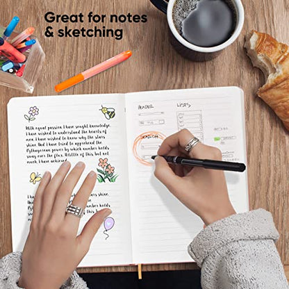 Notebook Journal, Lined Leather Hard Cover,100Gsm Thick Paper with Inner Pocket for Writing Note Taking Office School,5"×8.25"(Pink)