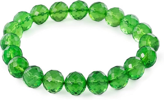 Natural Baltic Amber Bracelet for Women and Men – Stretch Wristband with Faceted Beads, Lightweight Unisex Jewelry Gift for Daily and Casual Wear - color: Green, size: Faceted