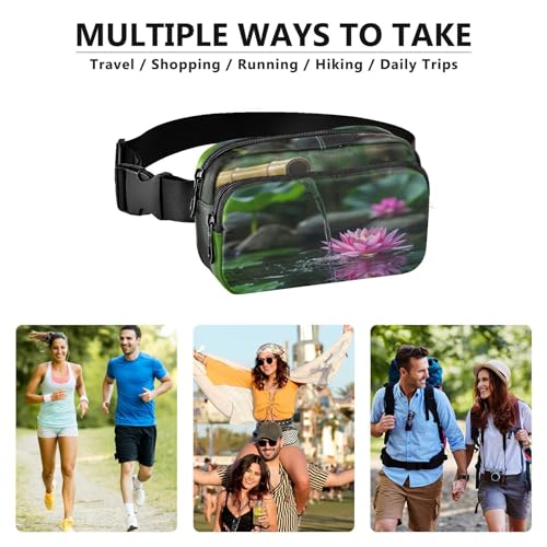 Small Travel Fanny Pack with Adjustable Strap Unisex Meditation Relaxation Pattern Waist Pack for Running, Hiking