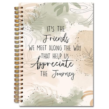 JINYO Boho Friend Gifts Notebook, Gifts for Best Friend Journal, Friendship Gift Journal, It's the Friends We Meet Along the Way That Help Us Appreciate the Journey Spiral Notebooks 5.5x8.3 Inch - color: white Boho Friend Notebook