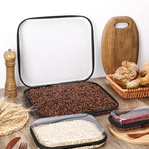 Hoolerry 6 Pcs Hard Clear Zipper Case Transparent Zipper Hard Pouch for Snacks Makeup Bag Plastic Cosmetic Bag Portable Travel Organizer for Makeup Storage(Black,Big,Medium,Small)