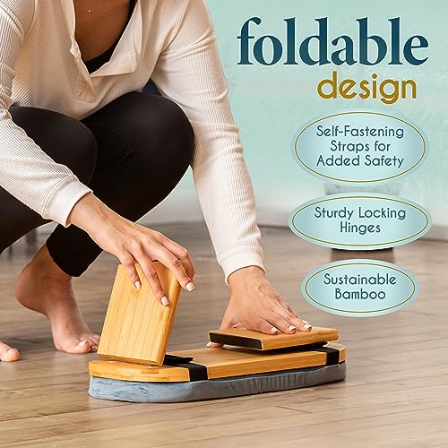 Meditation Bench - Bamboo, Foldable & Ergonomic Meditation Stool - Sturdy Prayer Bench with Meditation Cushion, Comfortable for Kneeling or Sitting - Perfect for Deeper & Longer Meditation