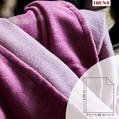 IBENA Reversible Organic Cotton Jacquard Woven Low Pile Velour Throw Blanket Stockholm- Rose Cottage