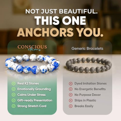 Spiritual Bracelets for Women & Men, Healing Crystal Bracelet with Natural Stones for Meditation, Chakra Alignment & Inner Transformation - style: Rare K2 Stone Bracelet of Spiritual Adventure