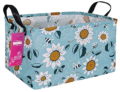 Rectangular Storage Basket Fabric Organizer Bin for Toys,Books,Clothes,Gifts,Pets-Perfect for Home,Office,Nursery,Dorm,Shelf(Rec Sunflower) - color: Rec Sunflower