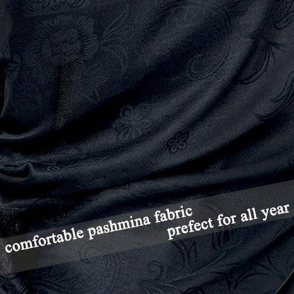 Pashmina Shawl Wrap with Ethnic Paisley Two Tone Jacquard Scarf for Women - color: Paisley-black