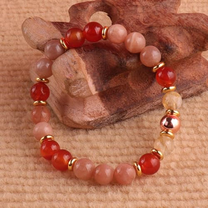 KSQS Healing Stone Bead Bracelet for Women, Natural Gemstones Balance Protection Bracelet, Spiritual Crystal Beads Bracelet Anxiety Relief with Meaning Card - style: Charisma