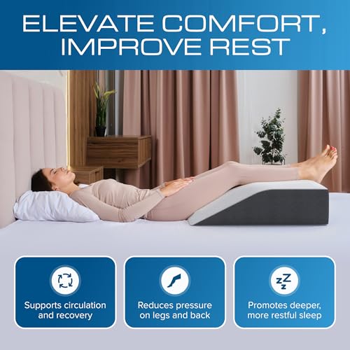 Kolbs Bed Wedge Pillow for Sleep Apnea, FSA Eligible Acid Reflux, and Back Pain Relief, with Chic Jacquard Cover - Headboard Wedges for Sleeping (Flat Top 7" Height) - size: Flat Top 7" Height