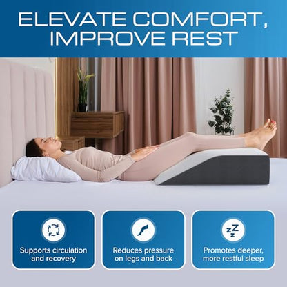 Kolbs Bed Wedge Pillow for Sleep Apnea, FSA Eligible Acid Reflux, and Back Pain Relief, with Chic Jacquard Cover - Headboard Wedges for Sleeping (Flat Top 7" Height) - size: Flat Top 7" Height