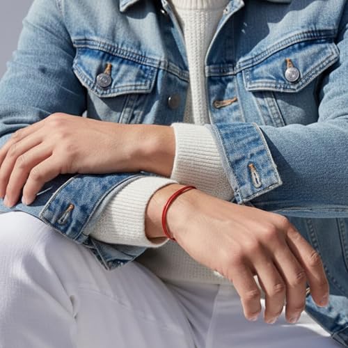 Red String Bracelet for Men and Women - Adjustable Kabbalah Protection Cord - Waterproof Nylon - Surfer, Strength, Power, Talisman, Good Luck Charm, Energy, Red String of Fate, Love, Evil Eye (1)