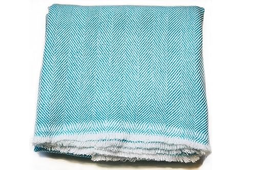 Handwoven Shawl Wraps Large Stole 8 ply Exclusive Premium Quality Wool Handmade in Nepal Pashmina Scarfs for Women And Men - color: Turquoise
