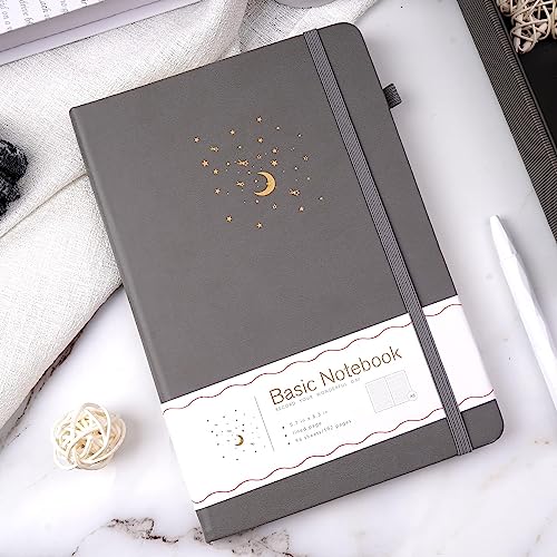 CAGIE Lined Journal Notebook for Work, Hardcover Notebook Journal with Pen Loop, A5 Notebook Journal Cover, Medium 5.7" x 8.3", (Gray Ruled), Gifts - color: 00 Pale Gray