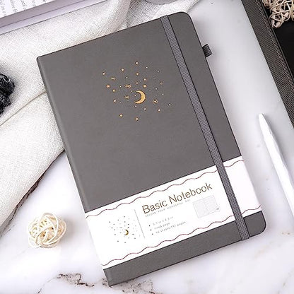 CAGIE Lined Journal Notebook for Work, Hardcover Notebook Journal with Pen Loop, A5 Notebook Journal Cover, Medium 5.7" x 8.3", (Gray Ruled), Gifts - color: 00 Pale Gray