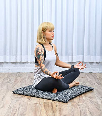 Leewadee Zabuton Seating Cushion – Square Floor Seat for Meditation Exercises, Light Yoga Mat Filled with Kapok - color: Cbt4 - Black