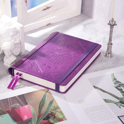 TIEFOSSI Lined Journal Notebook for Women Men, Leather Journal with Pen, A5 Evil Eye Hardcover Notebook for Work, Journaling, Travel & School, 100 GSM Thick Paper, 320 Numbered Pages, 6.2 x 8.3 in - color: Deep purple