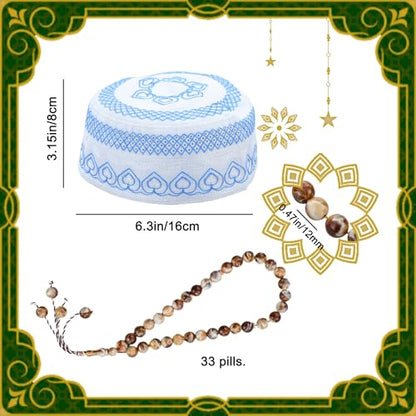 Foldable Muslim Prayer Mat with Back Rest Support, Thick Padded Islamic Prayer Rug, Travel Portable Carpet for Women Men, janamaz, Sajadah, Meditation Prayer Ramadan Eid Gift with Hat and 33 Beads - color: GREY