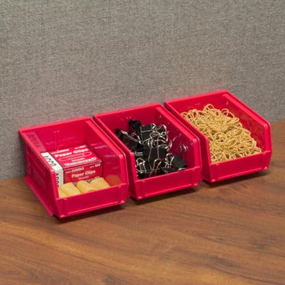 Akro-Mils 30210 AkroBins Plastic Storage Bins, Space-Saving Stackable Bins for Garage, Pantry, Craft Organization, 5" x 4" x 3", Red, 24-Pack - color: Red