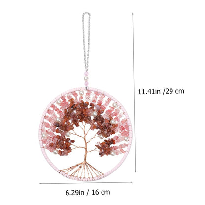 Yardwe Nordic Chime Creative Wind Chime with Life Tree Design for Garden Decor Chic Pink Courtyard Ornament Family and Friends Special Occasions