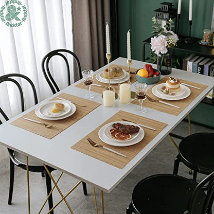 Set of 4 Pcs Bamboo Placemats Sushi Rolling Mat Japanese Style Natural Anti-Slip Bamboo Placemats Washable Heat-Resistant Table Mats for Dining Room and Kitchen（Brown） - color: Brown, size: Set of 4