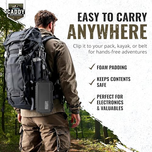 Waterproof Storage Case 1.2 L Capacity – Heavy-Duty Gear Box with Foam, Carabiner & Lanyard – Crushproof, Airtight Outdoor Container for Camping, Hiking, Fishing - color: Black