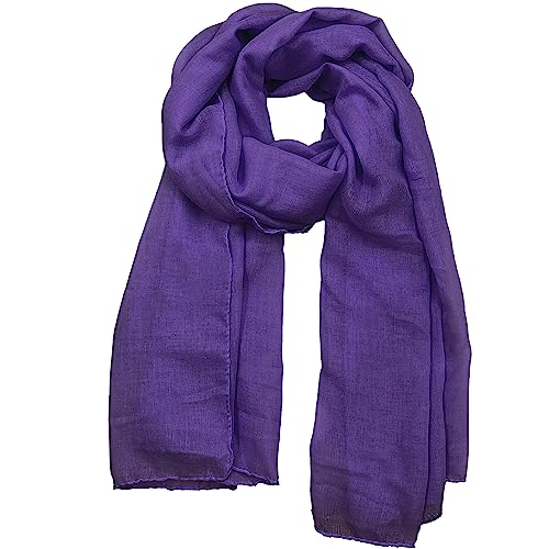 Women's Cotton Scarves Lady Light Soft Fashion Solid Scarf Wrap Shawl - color: Dark Purple