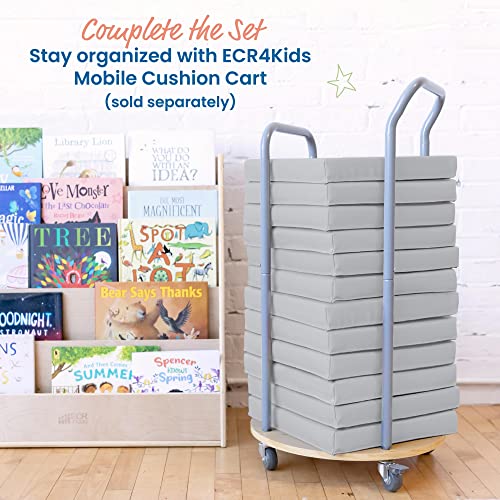 ECR4Kids SoftZone Floor Cushions, Square, Flexible Seating, Light Grey, 6-Piece - color: Light Grey