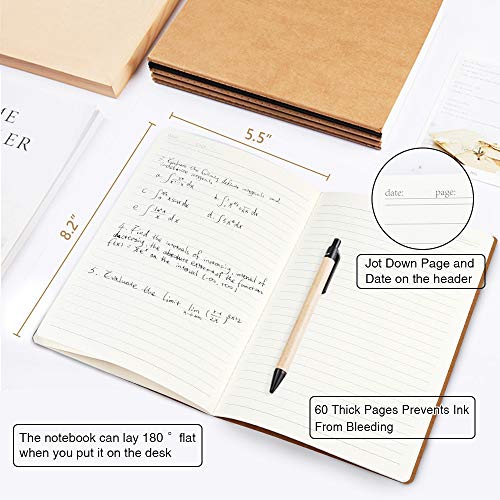 feela 30 Pack Kraft Notebooks, A5 60 Lined Pages Notebooks and Journals for Women Girls Students Making Plans Writing Memos Office School Supplies, 8.3 X 5.5 in - style: Lined-30 Pack