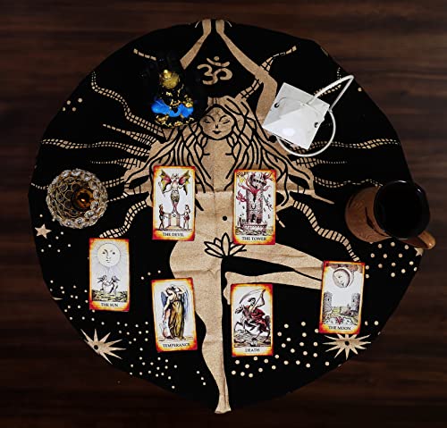Indian Consigners Witchcraft Supplies Tarot Spread Alter Cloth Triple Altar - color: Black, size: 24" x 24" (Square)