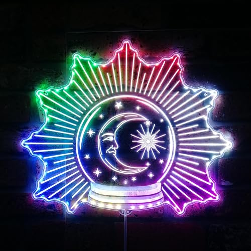 ADVPRO Crystal Ball Moon Star Psychic RGB Dynamic Glam LED Sign - Cut-to-Edge Shape - Smart 3D Wall Decoration - Multicolor Dynamic Signage st06s43-fnd-i0201-c - color: Crystal Ball, size: 2) Standard
