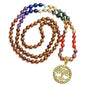 Bivei 7 Chakra 108 Mala Beads Bracelet Real Gemstone Yoga Meditation Hand Knotted Mala Prayer Bead Necklace - size: 6mm, style: Viking Compass - Wooden beads