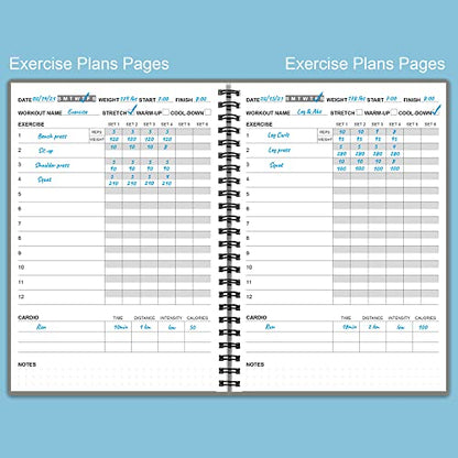 Fitness Planner for Women & Men - A5 Workout Log Book/Exercise Log to Track Weight Loss, Gym, Bodybuilding Progress - Daily Health & Wellness Journal, 5.8X8.25 In Workout Book - style: Grey