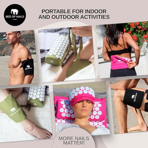 Bed of Nails Strap Original Bon Acupressure Design with 1848 Precision Nails, 15 x 8, Pink