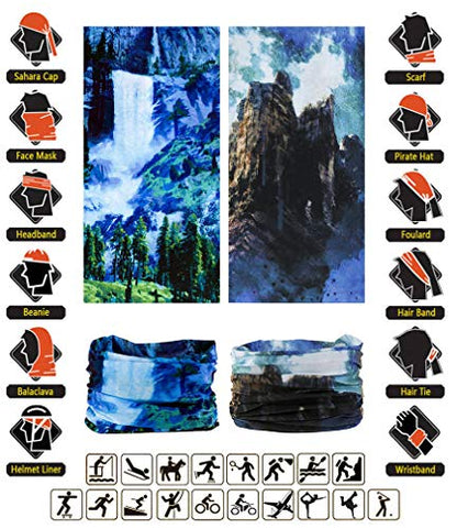 Headband Neck Gaiter Head Wrap Headwear Face Mask Magic Scarf Bandana for Men and Women - color: 6pc.blue Series.2