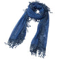 Cindy and Wendy Lightweight Soft Leaf Lace Fringes Scarf Bridal Veils shawl for Women - color: Denim Blue-2