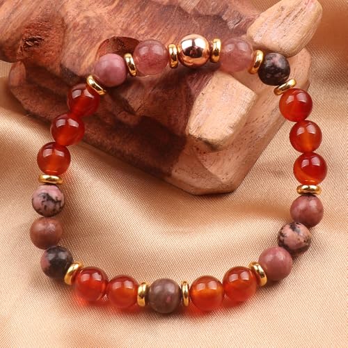 KSQS Healing Stone Bead Bracelet for Women, Natural Gemstones Balance Protection Bracelet, Spiritual Crystal Beads Bracelet Anxiety Relief with Meaning Card - style: Be Yourself