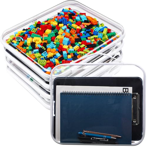 Sanwuta 4 Pcs Clear Hard Zipper Case with Handle Office Storage Cases Hard Plastic Pouches Transparent Bins for Crafts, Snacks, Cosmetics, Puzzles(13.8 x 11.8 x 2 Inches,White) - size: 13.8 x 11.8 x 2 Inches