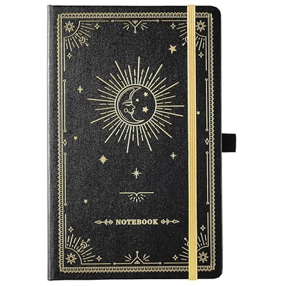 Artfan Ruled Notebook/Journal – Premium Thick Paper Classic Writing Notebook with Pocket + Page Dividers Gifts, Banded, Large, 128 Pages, Hard Cover, Lined (5.3" x 8.26") - Goddess Of the Moon - color: BLACK5