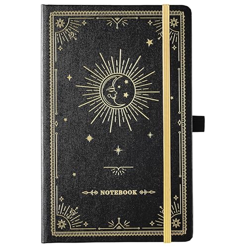 Artfan Ruled Notebook/Journal – Premium Thick Paper Classic Writing Notebook with Pocket + Page Dividers Gifts, Banded, Large, 128 Pages, Hard Cover, Lined (5.3" x 8.26") - Goddess Of the Moon - color: BLACK5