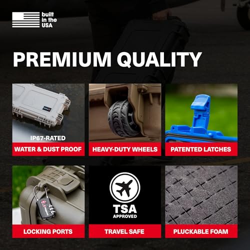 Condition 1 33" Large Rolling Hard Case Model 2152, Lockable Storage Box, IP67 Waterproof Plastic Case Protective Luggage, Camera Tactical Gear, Made in USA, 32.95"x 24.96"x18.74" Black