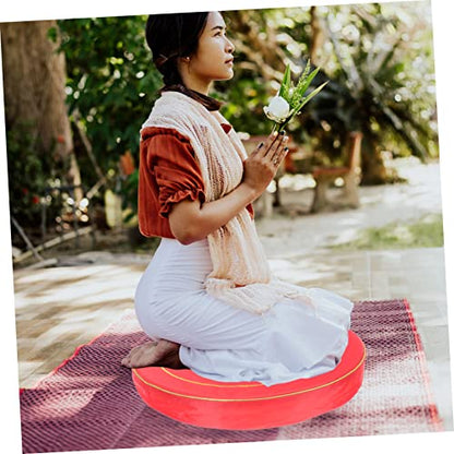 Meditation Cushion Mat Comfortable Floor Seat for Indoor Use Detachable Easy to Clean Red for Buddhist Meditation and Relaxation Activities