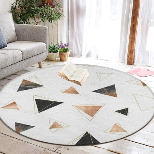 Bohemian Memory Foam 80S Pink Rose Gold Geometric Round Mat for Living Room Dressing Room, Fast Dry Floor Pad Rugs Home Art - color: Pattern 401, size: diameter-36 inch