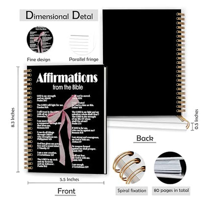 Coquette Black Pink Bow Christian Notebook, Affirmations from the Bible Journal, Prayer Journal for Woman, Church Notes Notebook, Scripture Hardcover Spiral Notebooks, 5.5x8.3 Inch - color: Color_10