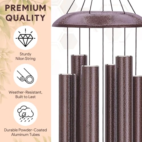 36inch Personalized Wind Chimes, Memorial Wind Chimes for US Veteran, Wind Chime for Loss of Loved Dad, Sympathy Memorial Gifts, Thank You Veteran Solider, Outdoor Decor (Produced in USA)