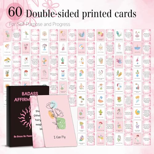 YOKSAS 60 Daily Affirmation Cards for Women – Inspirational & Motivational Quotes, Mindfulness Cards, Positive Affirmation Gift Set for Women, Birthday, Anniversary & Self-Care