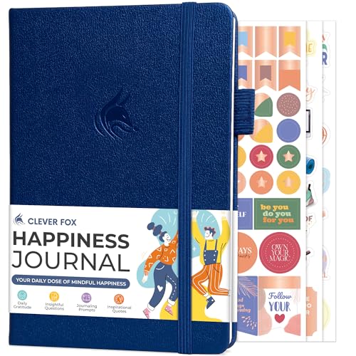 Clever Fox Happiness Notebook – Daily Positivity Journal for Women with Prompts & Positive Quotes – Affirmation & Self Esteem Gifts (Mystic Blue) - color: Mystic Blue