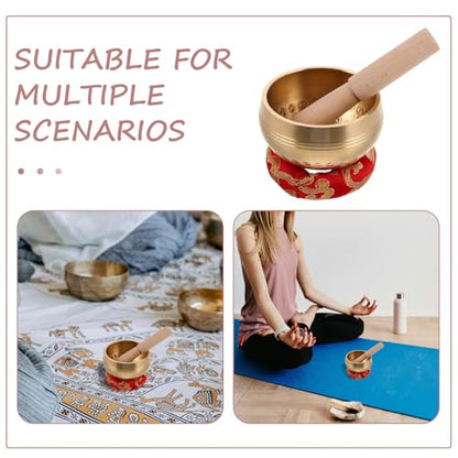 Unomor Brass Tibetan Singing Bowl Set with Cushion and Mallet for Yoga Meditation Antique Sound Bowl for Healing Frequencies Mindfulness Relaxation Decorative Home Decor