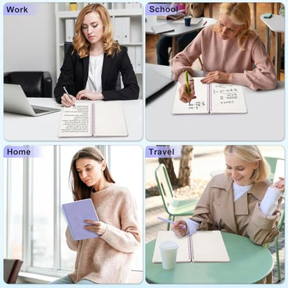 Lined Spiral Journal Notebook with 160 Pages, 8×5.7in, A5 Spiral Notebook, Journaling Notebooks for Work, School, Women, Men, College Ruled Spiral Notebook, Hardcover Leather Journals, Purple